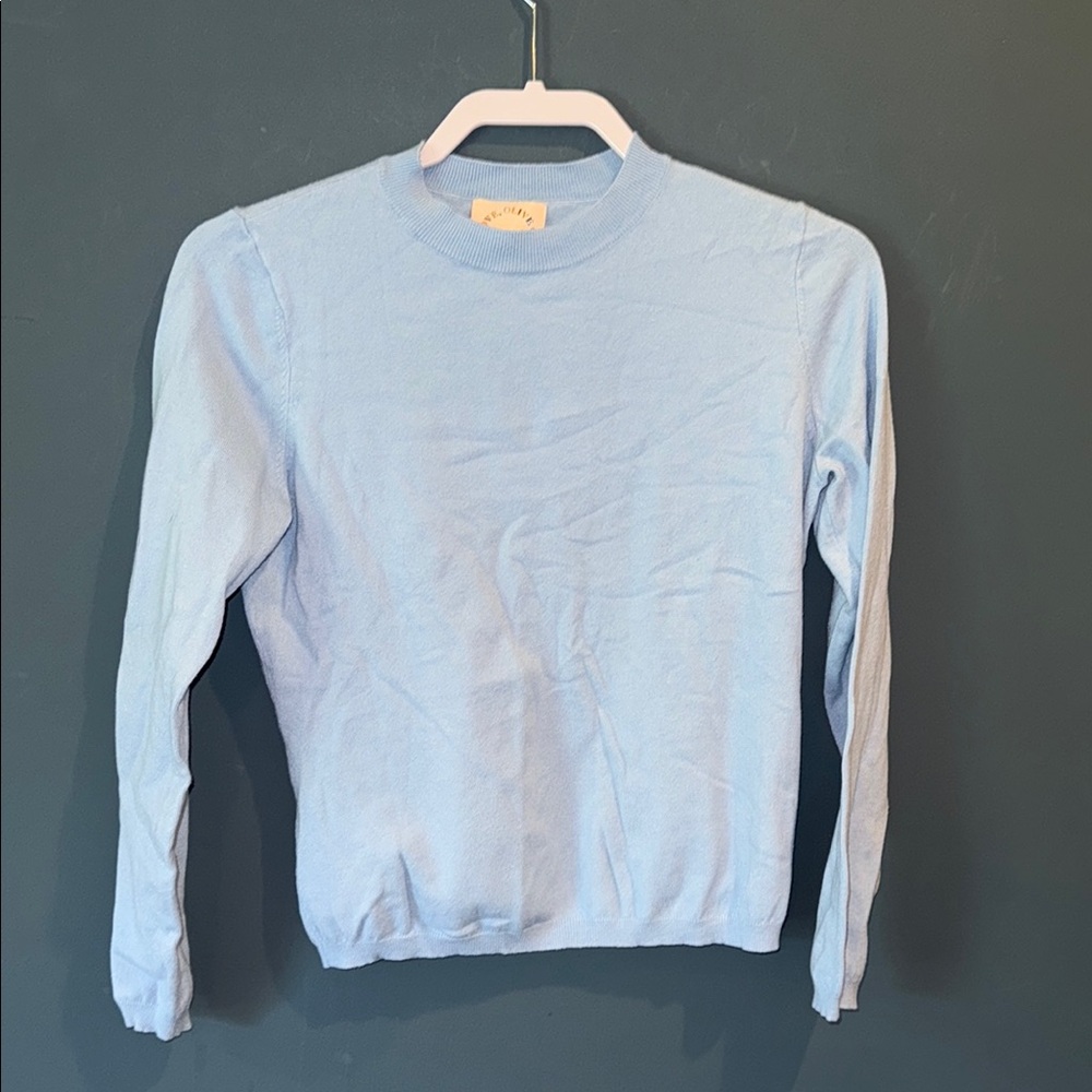 Powder Blue Crewneck Sweater with Long Sleeves